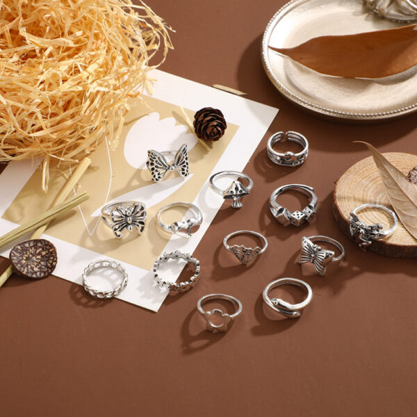 Wholesale Alloy geometric exaggerated moon heart butterfly snake hollow ring