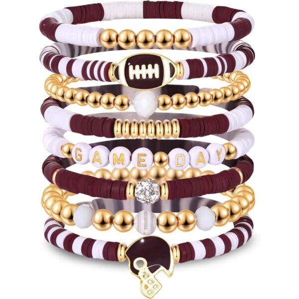 Wholesale 8pcs rugby multi-layer stackable bracelet