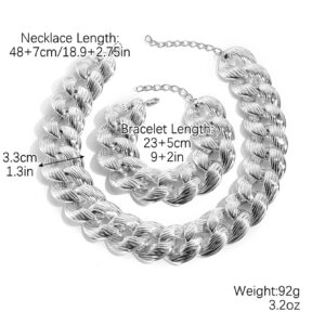 N2307-6 silver wide chain
