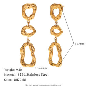 Irregular beating pattern geometric hollow stitching earrings-Gold