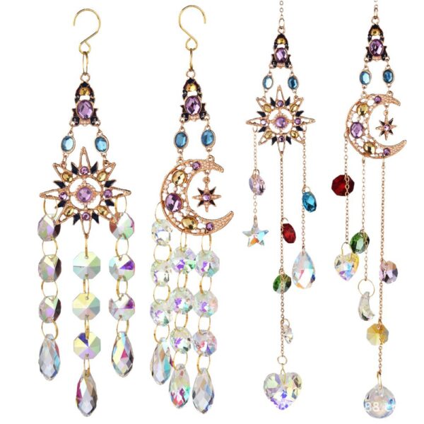 Wholesale colored diamond sun moon stars love wind chime