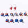 Wholesale Color-blocked Rugby Helmet-shaped Acrylic Earrings