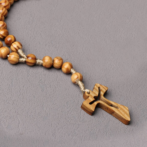 Wholesale Hollow Cross Rosary Pine Wood Bracelet Pendant