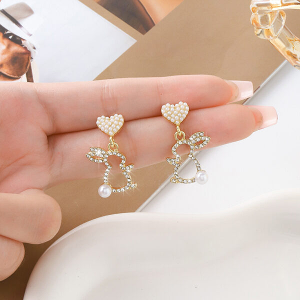 Wholesale Easter Small Silver Needle Metal Bunny Earrings