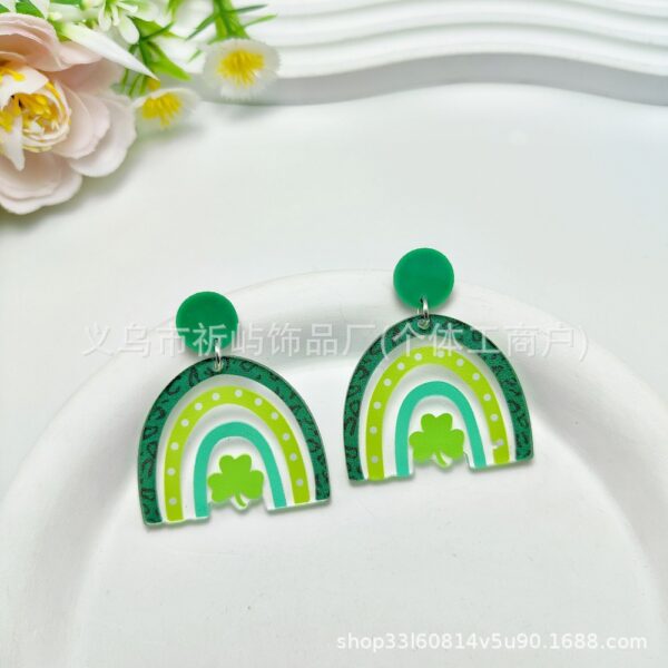 Wholesale St. Patrick's Lucky Clover Green Acrylic Earrings