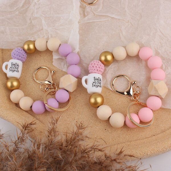 Wholesale Silicone Cup Bracelet Teacher's Day Keychain