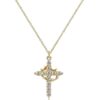 Wholesale Full Diamond Rotating Crown Cross Pendant Necklace