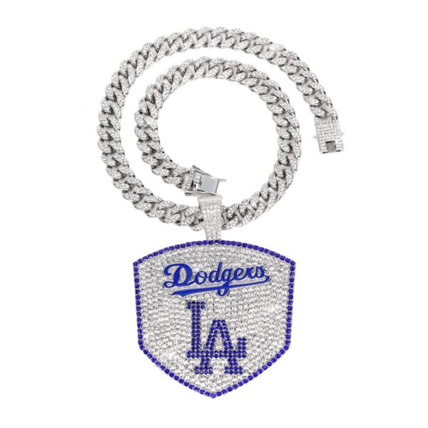 Wholesale Full Diamond Baseball Team Pendant Cuban Chain Necklace