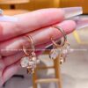 Wholesale Lockhead flower petal studded diamond earrings