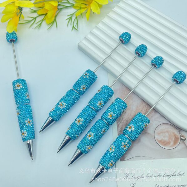 Wholesale Small Daisy Rotating Diamond-Encrusted Ballpoint DIY Fancy Beadable Pens