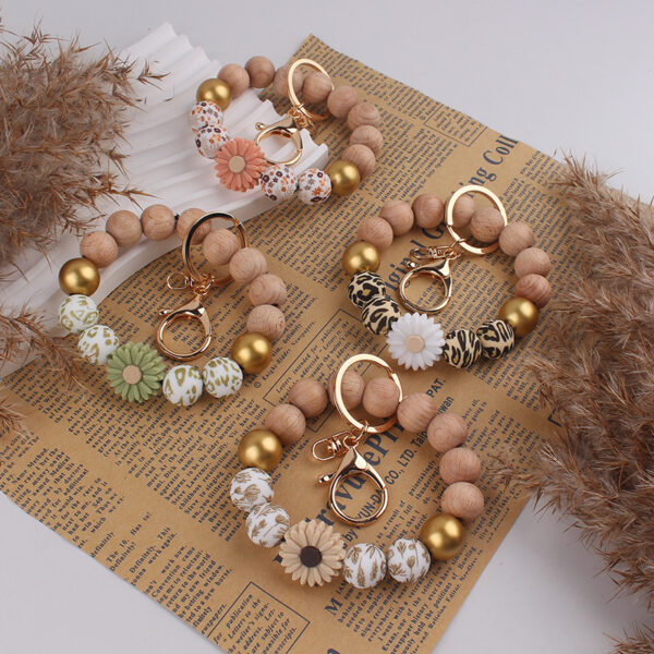 Wholesale Daisy-shaped Silicone Bead keychain