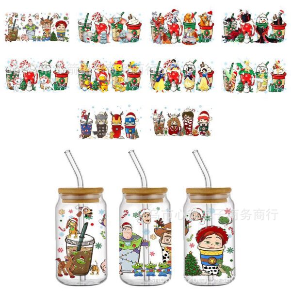 O1CN011RHxCf1IlMWIJSAK9_2216490590933-0-cib Wholesale Christmas Cartoon UV DTF Transfer Crystal Transparent 16oz Sticker Glass Special Scratch Resistant Wholesale Cross Border