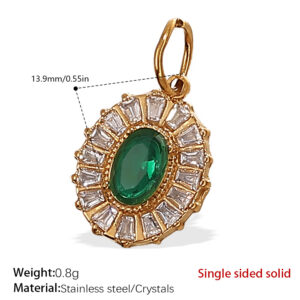 Pj495gng green crystal gold pendant