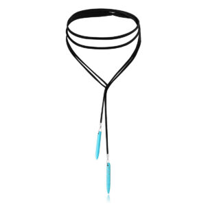 N2109-8 black two-headed pointed turquoise
