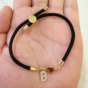 Black rope zircon letter bracelet—b