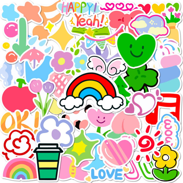 Wholesale 50pcs dopamine cute cartoon flower stickers