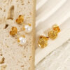 Wholesale Gold Imitation Pearl Rose Stud Earrings