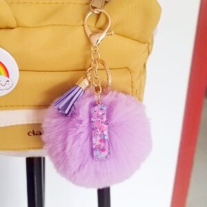 Purple Letter Hair Ball Pendant/I