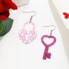 Wholesale Valentine's Day Acrylic Earrings Heart-shaped Key Lock Buckle Earrings
