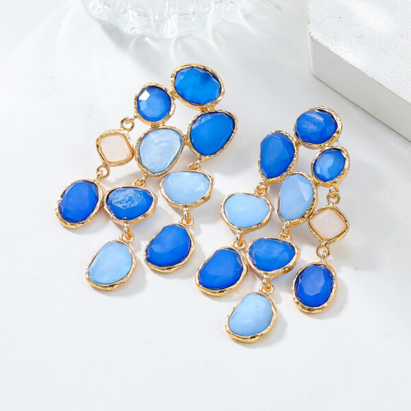 Wholesale Colorful geometric diamond studded Bohemian style earrings