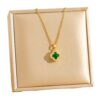 Wholesale Multi colored zircon inlaid clover necklace