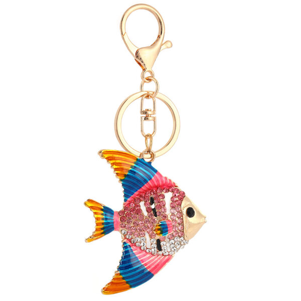 Wholesale Cartoon tropical fish, marine creatures, rhinestones, Metal Keychain