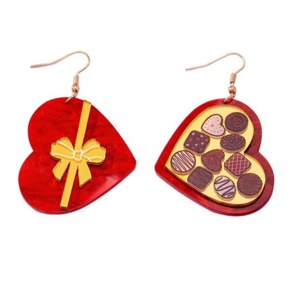 Wholesale Love Gift Box Cute Asymmetric Acrylic Earrings