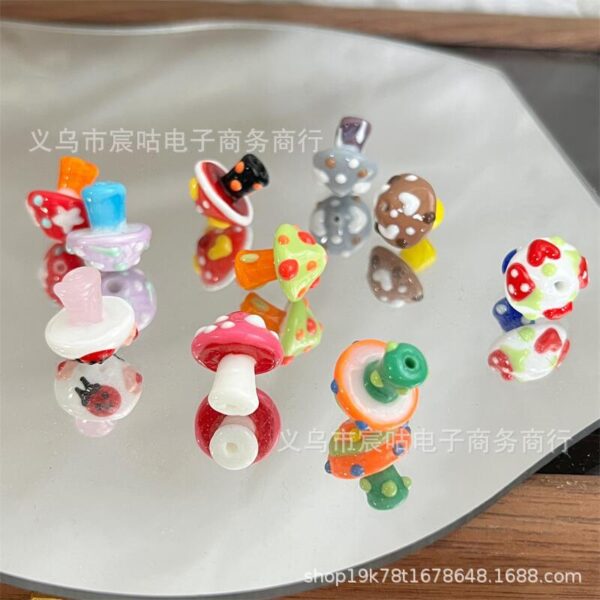 Wholesale Glassy mushroom-shaped long-handled contrasting-color beads