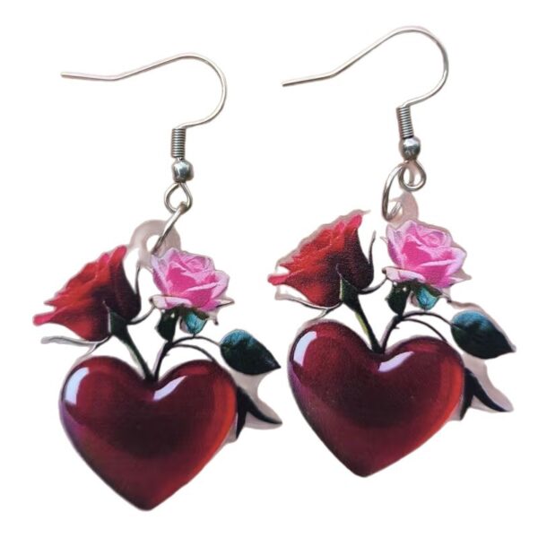 Wholesale Love Rose Acrylic Valentine's Day Earrings