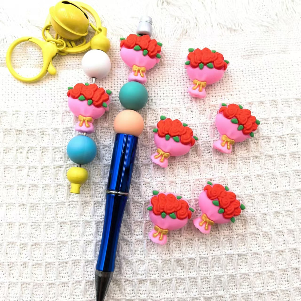 Wholesale 3D Three-dimensional Valentine's Day Flower Silicone Beads