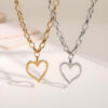 Wholesale Asymmetrical Heart-Shaped Stainless Steel Necklace