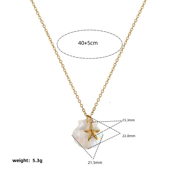 Wholesale Stainless steel starfish and shell necklace for summer