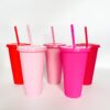 Wholesale 24OZ solid color PP plastic large capacity 710ml straw cup