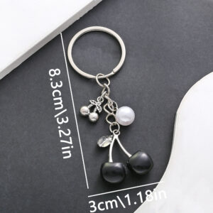 ER711-white k black cherry keychain -10g
