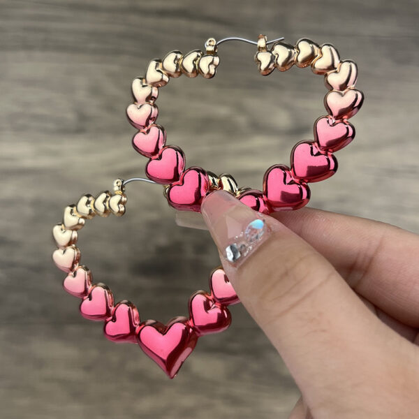Wholesale Valentine's Day gradient heart-shaped circle earrings