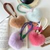 Wholesale Cute Rex Rabbit Fur Pom-Pom Heart-Shaped Car Keychain