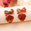 Wholesale Valentine's Day Sparkling Pink Bow Love Acrylic Earrings