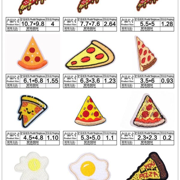 Wholesale Burger Sausage Hot Dog Pizza Cartoon Embroidery DIY Patches