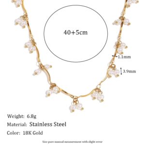 Joint tassel imitation pearl pendant necklace-gold