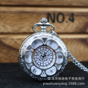 Wholesale Flip-top vintage quartz watch with openwork petal design.