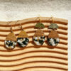 Wholesale Wooden resin spliced gold foil earrings