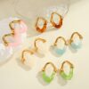 Wholesale Colored resin spliced stainless steel earrings
