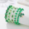 Wholesale St. Patrick's Day Green Lucky Clover Soft Ceramic Bracelet Set