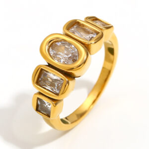 Geometric zircon arrangement ring-gold / No. 7