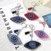 Wholesale velvet diamond devil evil eyes key chain small tassel