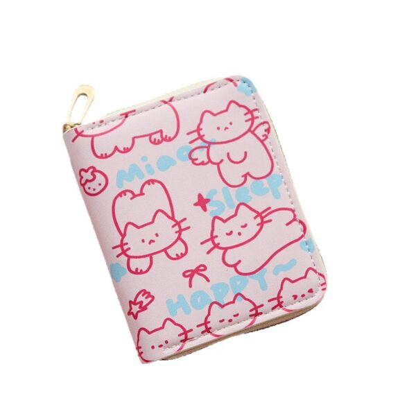 Wholesale Short Zipper Cute Print Student Cartoon Cat Wallet