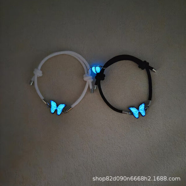Wholesale Bracelet Luminous Butterfly Heart Magnetic Couple Style Braided