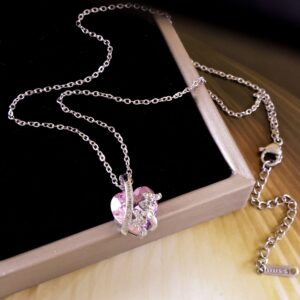 Xl1744 love mom pink love necklace silver