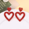 Wholesale Valentine's Day Sparkling Pink Hollow Heart Acrylic Earrings