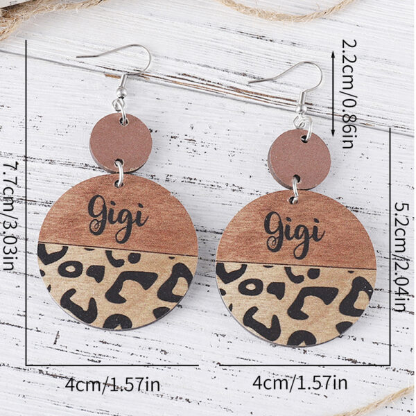O1CN011st6631ZzQ6DN9ptt_2214986983265-0-cib Wholesale Mother's Day Leopard GIGI MAMA Pendant Wooden Double-sided Earrings